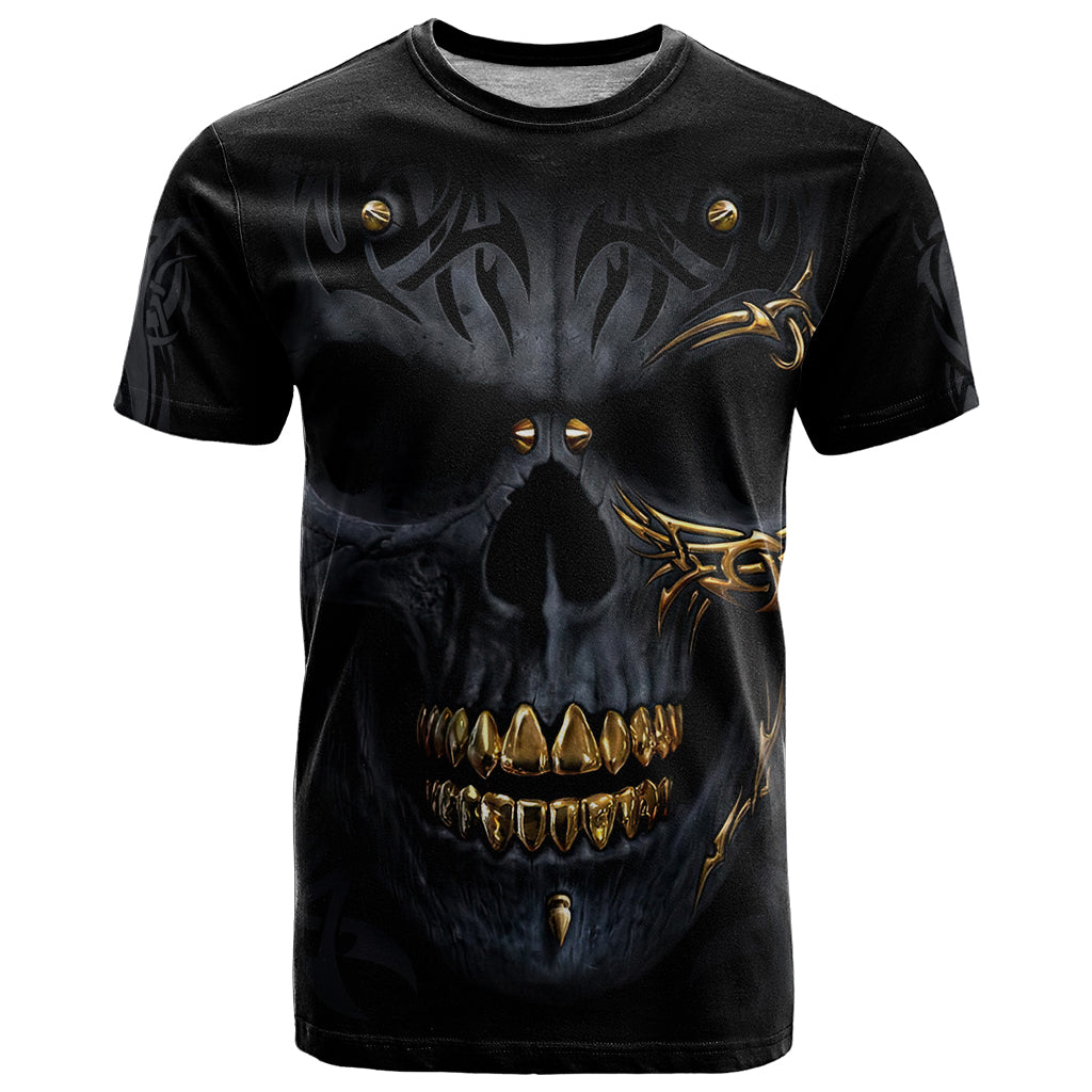 Skull T Shirt Golden Skull Gangster - Wonder Print Shop