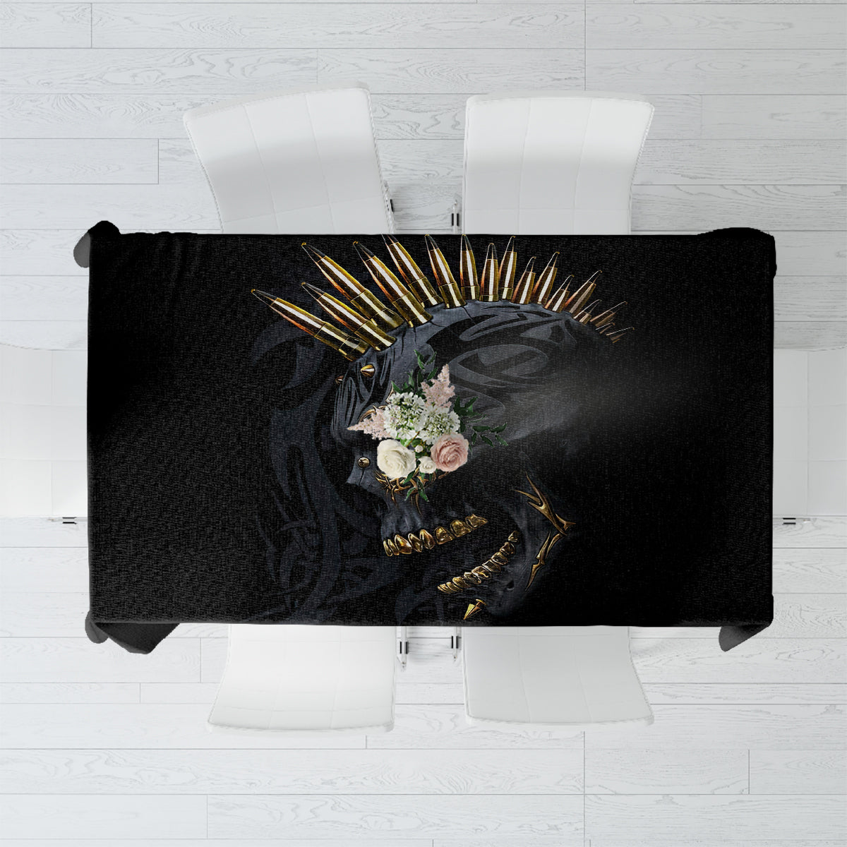 Skull Tablecloth Golden Skull Gangster - Wonder Print Shop