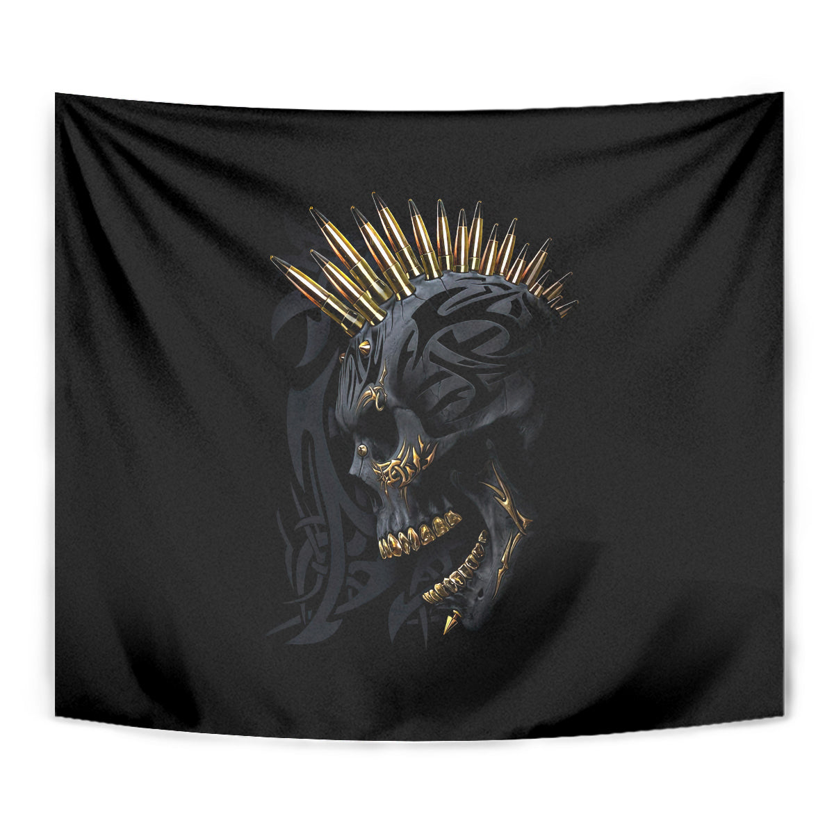 Skull Tapestry Golden Skull Gangster - Wonder Print Shop