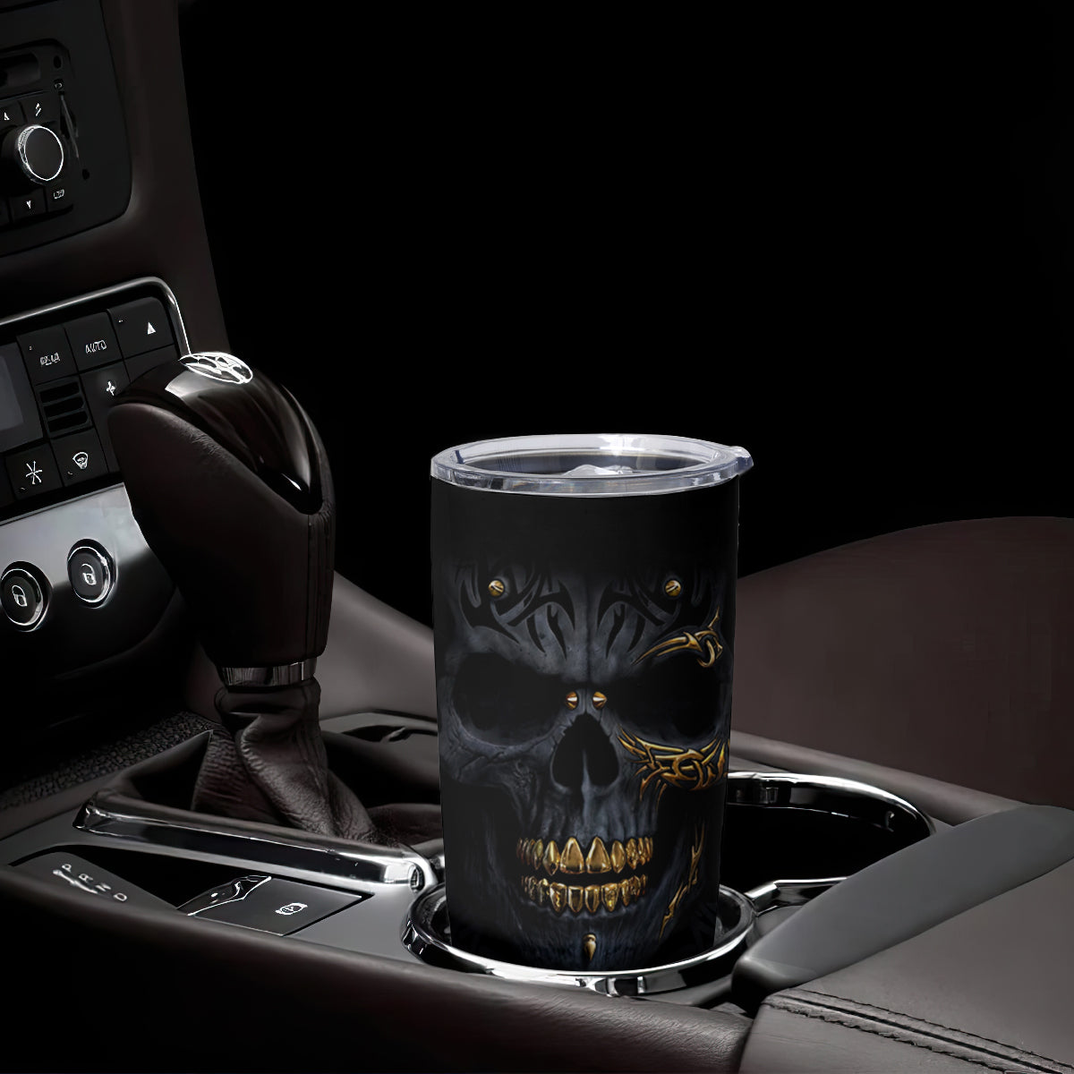 Skull Tumbler Cup Golden Skull Gangster - Wonder Print Shop