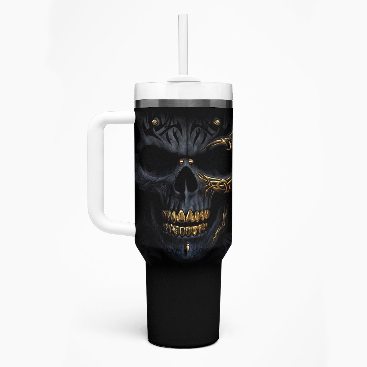 Skull Tumbler With Handle Golden Skull Gangster - Wonder Print Shop