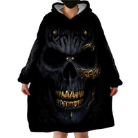 Skull Wearable Blanket Hoodie Golden Skull Gangster - Wonder Print Shop