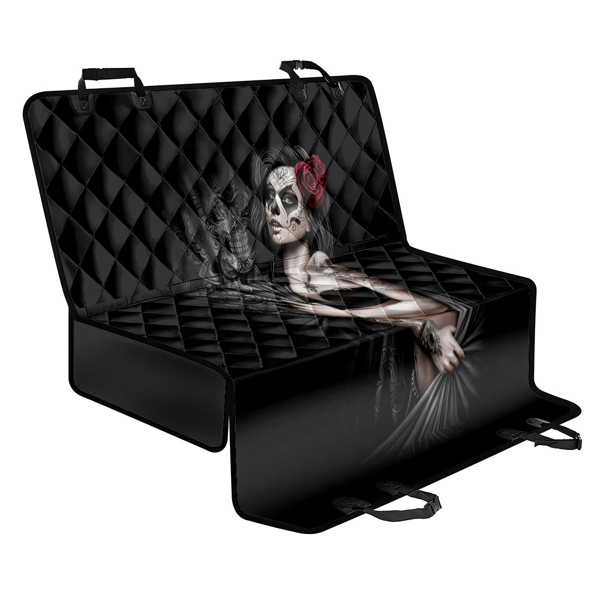 Skull Back Car Seat Cover Girl Day Of The Dead - Wonder Print Shop