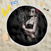 Skull Beach Blanket Girl Day Of The Dead - Wonder Print Shop