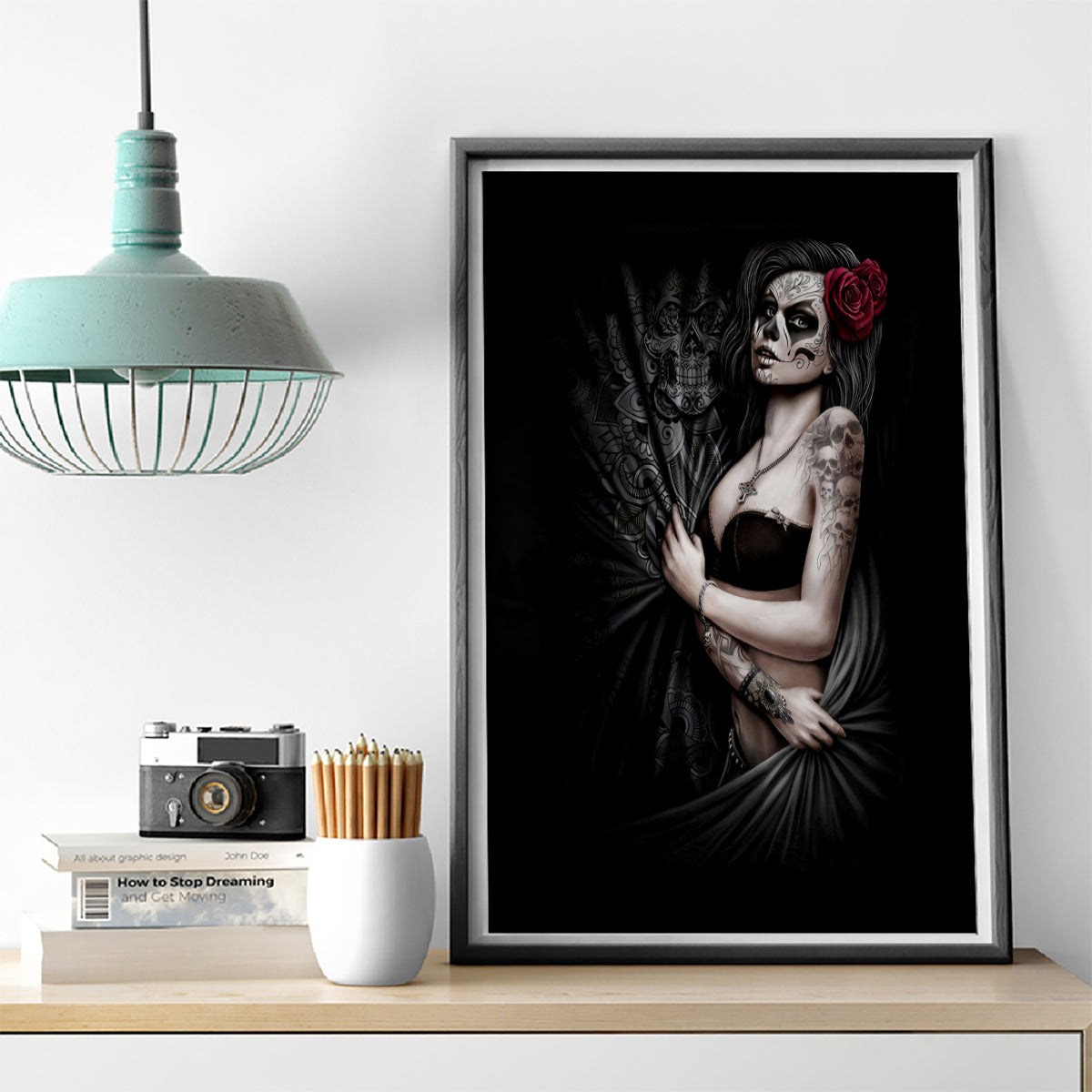 Skull Canvas Wall Art Girl Day Of The Dead - Wonder Print Shop