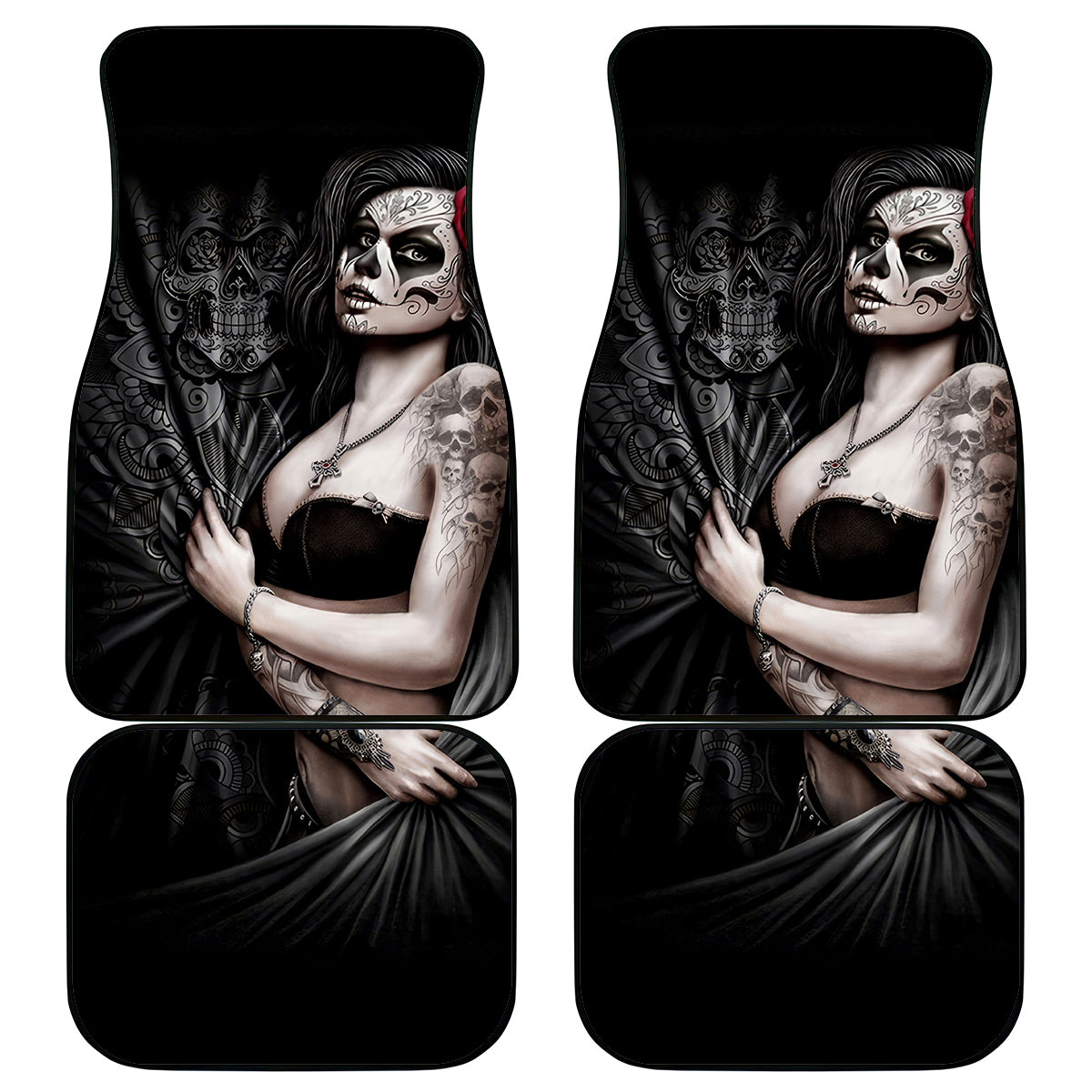 Skull Car Mats Girl Day Of The Dead - Wonder Print Shop