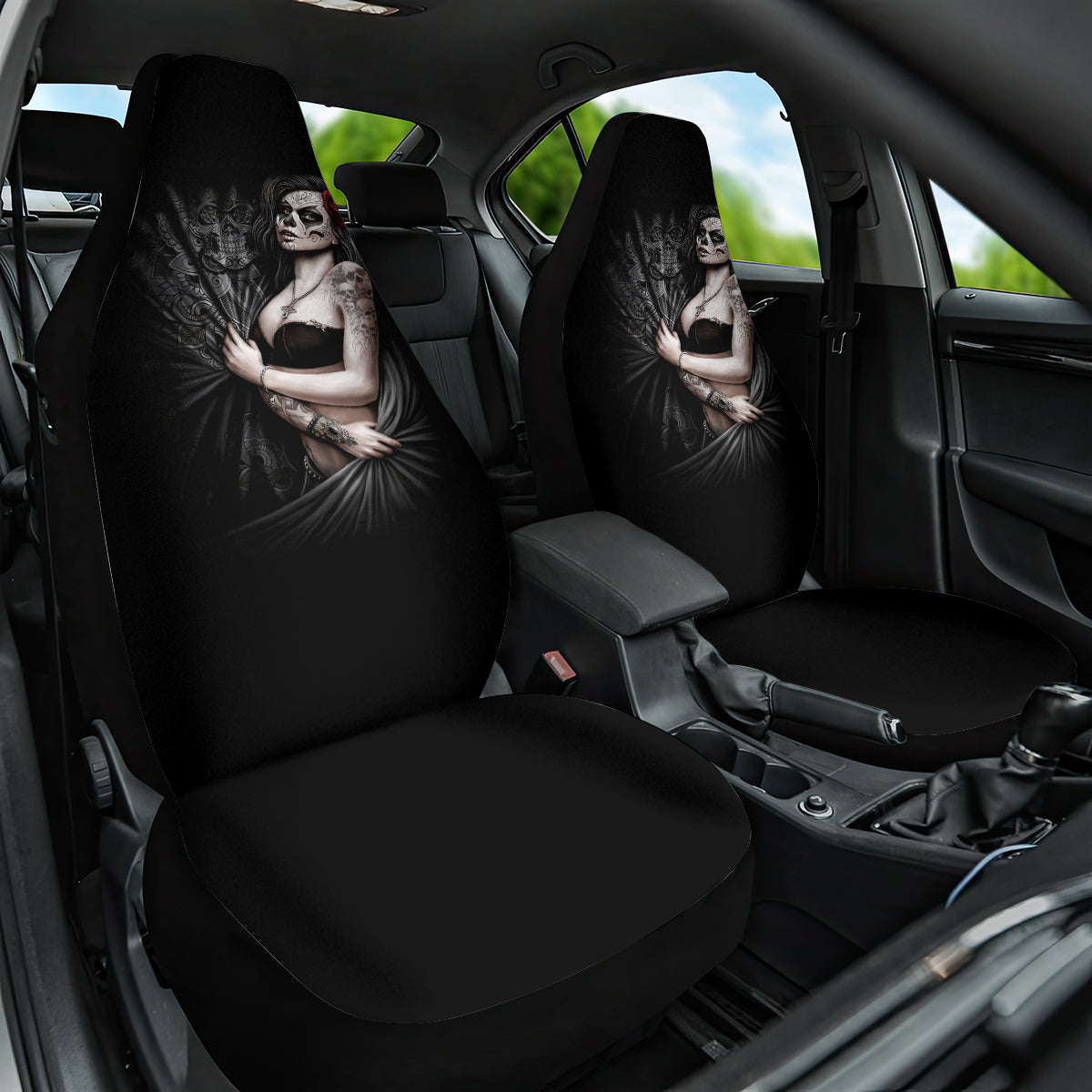 Skull Car Seat Cover Girl Day Of The Dead - Wonder Print Shop