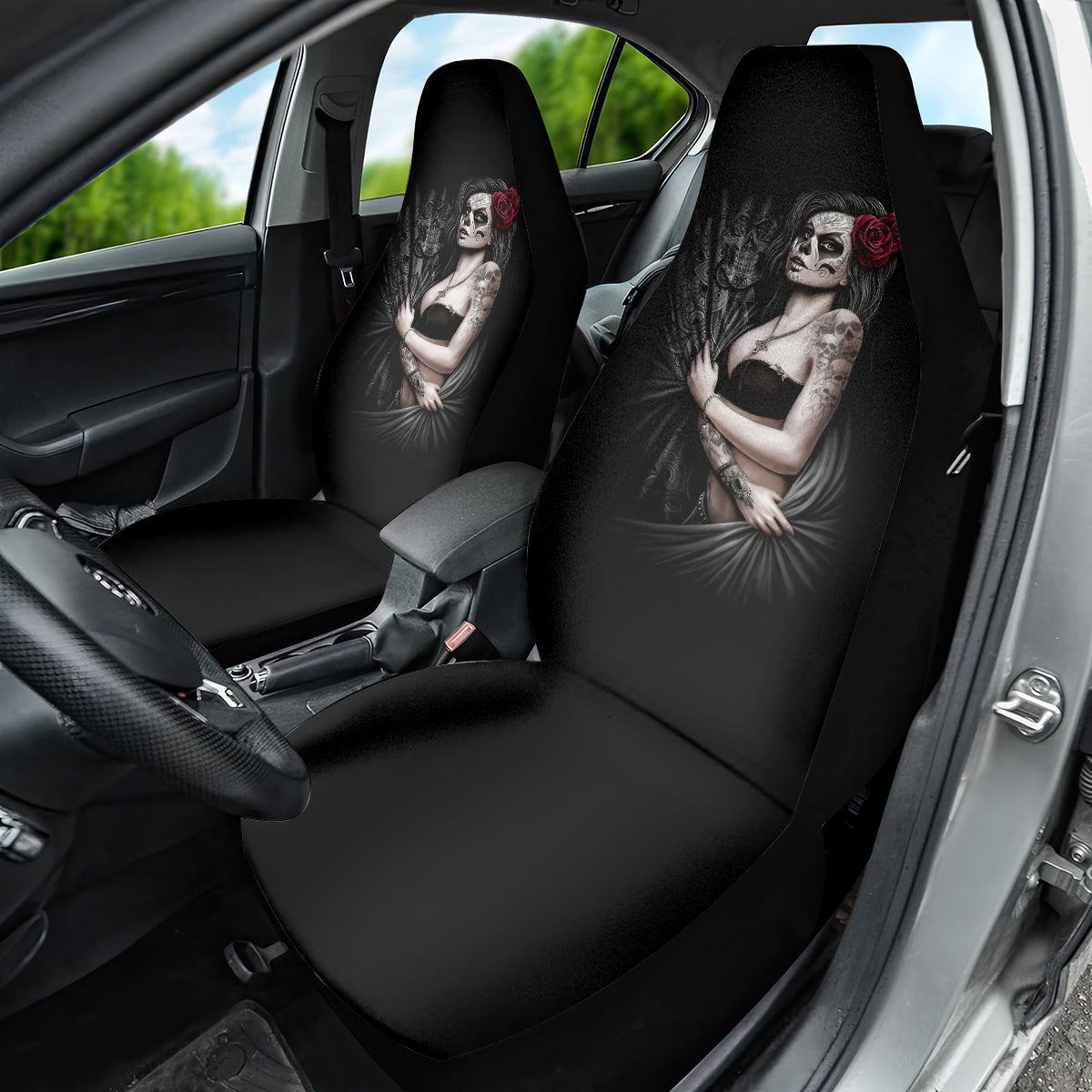 Skull Car Seat Cover Girl Day Of The Dead - Wonder Print Shop