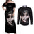 Skull Couples Matching Off Shoulder Maxi Dress and Long Sleeve Button Shirts Girl Day Of The Dead - Wonder Print Shop