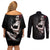 Skull Couples Matching Off Shoulder Short Dress and Long Sleeve Button Shirts Girl Day Of The Dead - Wonder Print Shop