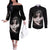 Skull Couples Matching Off The Shoulder Long Sleeve Dress and Long Sleeve Button Shirts Girl Day Of The Dead DT01