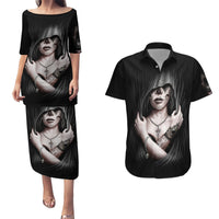 Skull Couples Matching Puletasi Dress and Hawaiian Shirt Girl Day Of The Dead - Wonder Print Shop