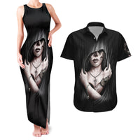 Skull Couples Matching Tank Maxi Dress And Hawaiian Shirt Girl Day Of The Dead - Wonder Print Shop