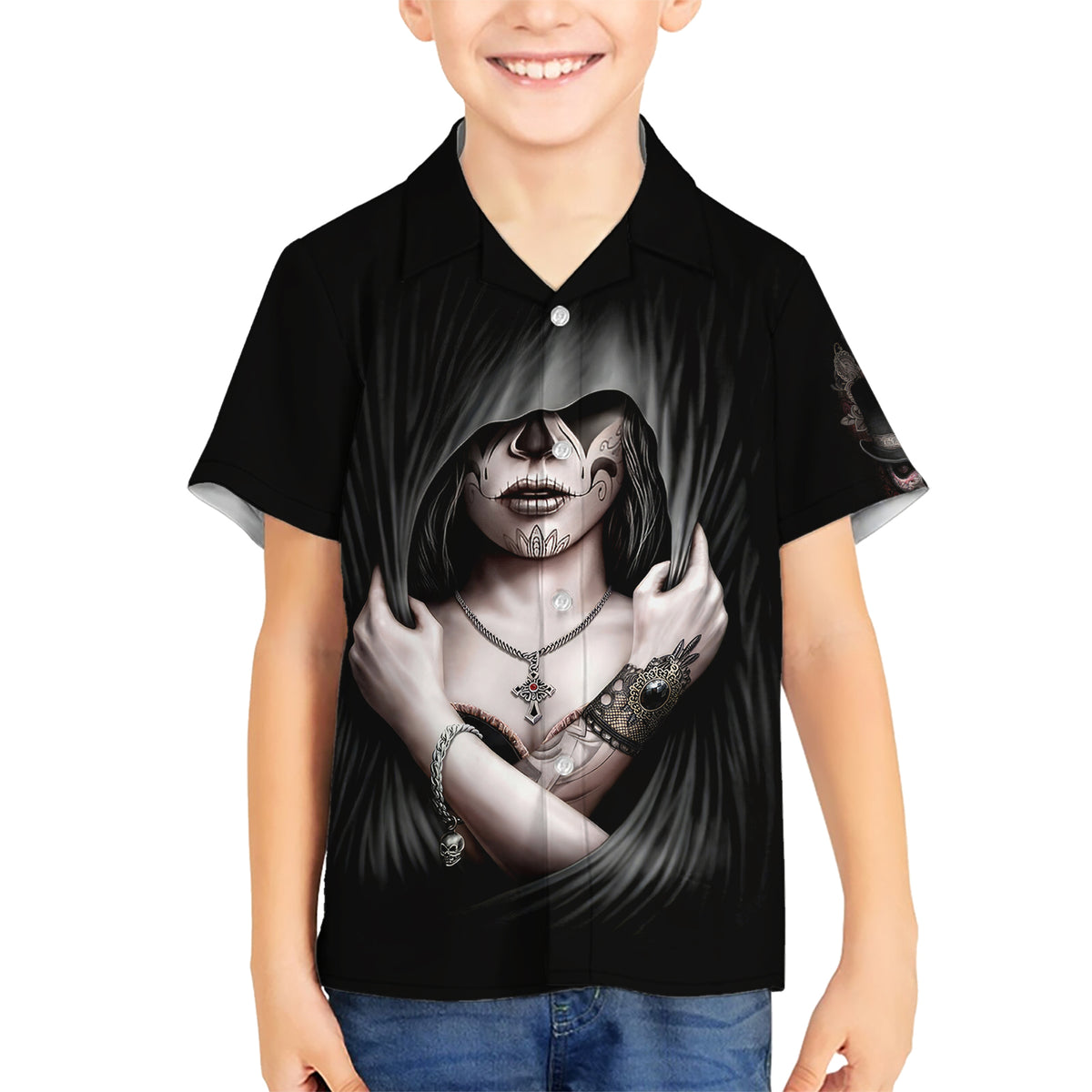 Skull Hawaiian Shirt Girl Day Of The Dead - Wonder Print Shop