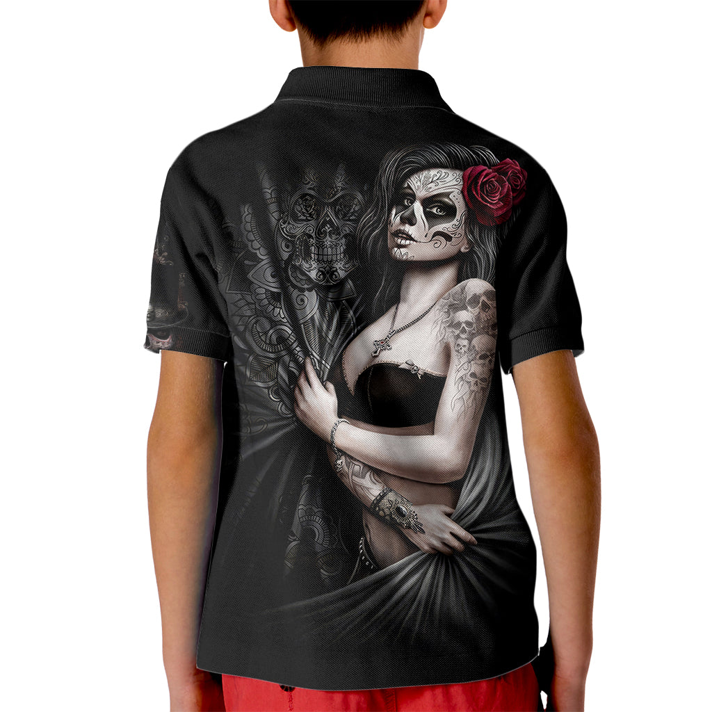 Skull Kid Polo Shirt Girl Day Of The Dead - Wonder Print Shop