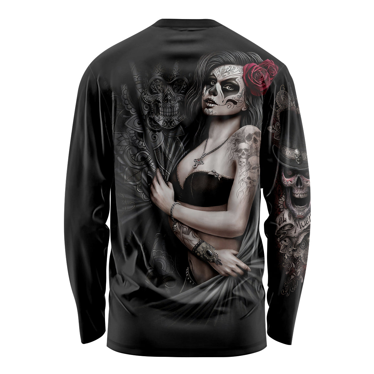 Skull Long Sleeve Shirt Girl Day Of The Dead - Wonder Print Shop