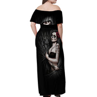 Skull Off Shoulder Maxi Dress Girl Day Of The Dead - Wonder Print Shop