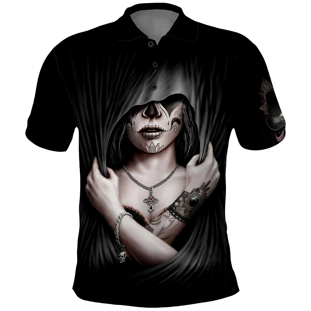 Skull Polo Shirt Girl Day Of The Dead - Wonder Print Shop