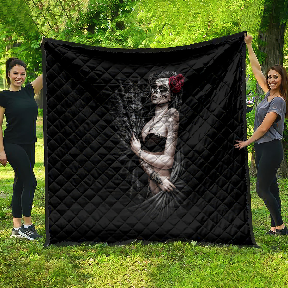 Skull Quilt Girl Day Of The Dead - Wonder Print Shop