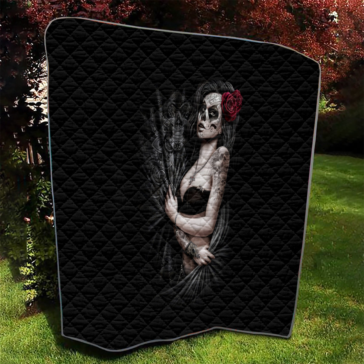 Skull Quilt Girl Day Of The Dead - Wonder Print Shop