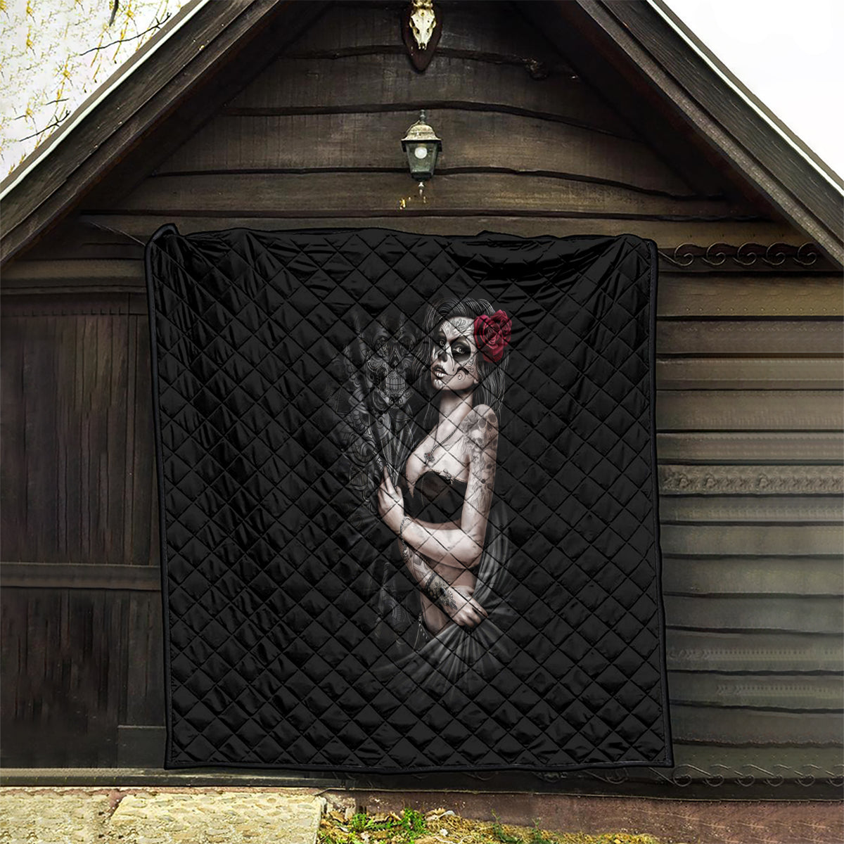 Skull Quilt Girl Day Of The Dead - Wonder Print Shop