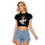 Skull Raglan Cropped T Shirt Girl Day Of The Dead - Wonder Print Shop