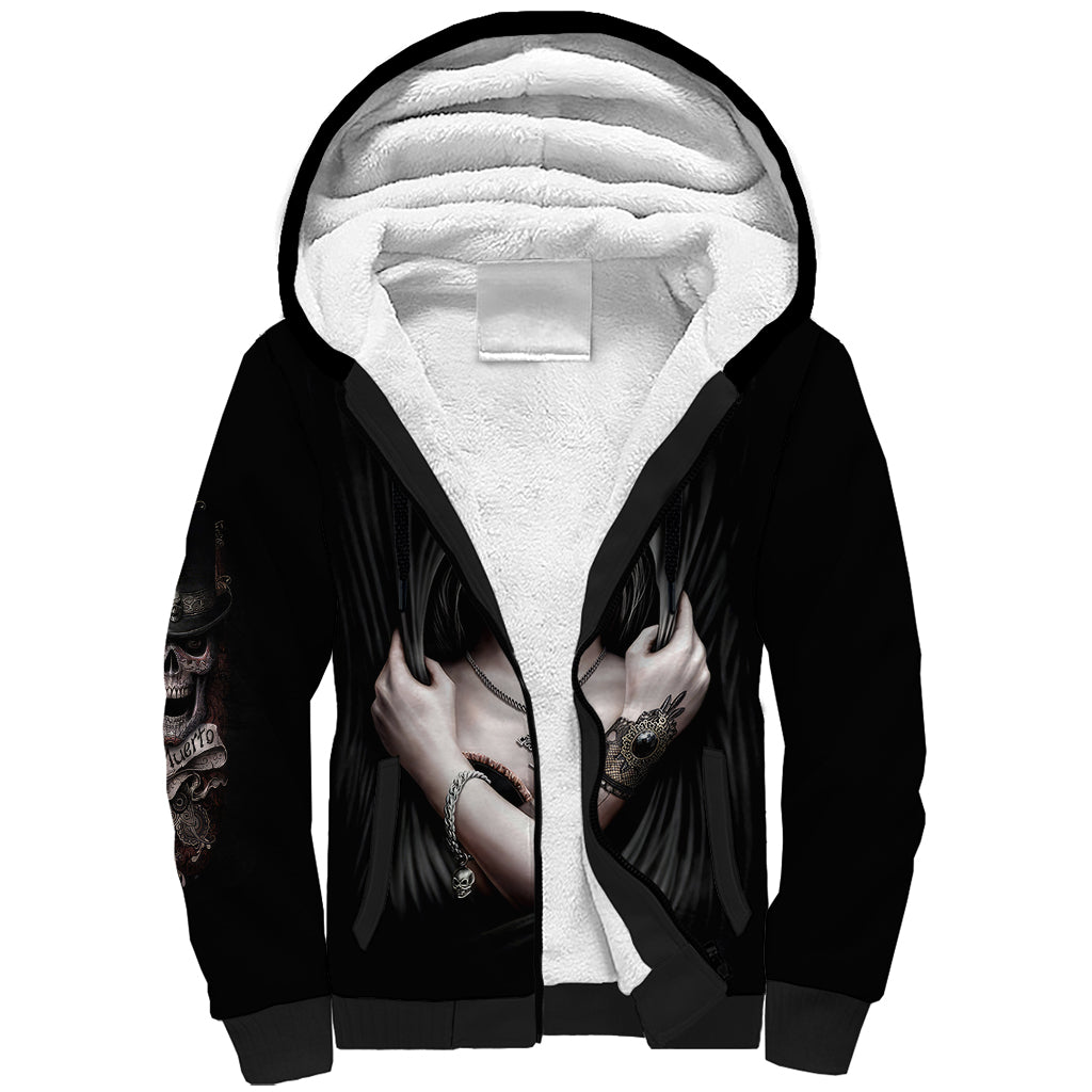 Skull Sherpa Hoodie Girl Day Of The Dead - Wonder Print Shop