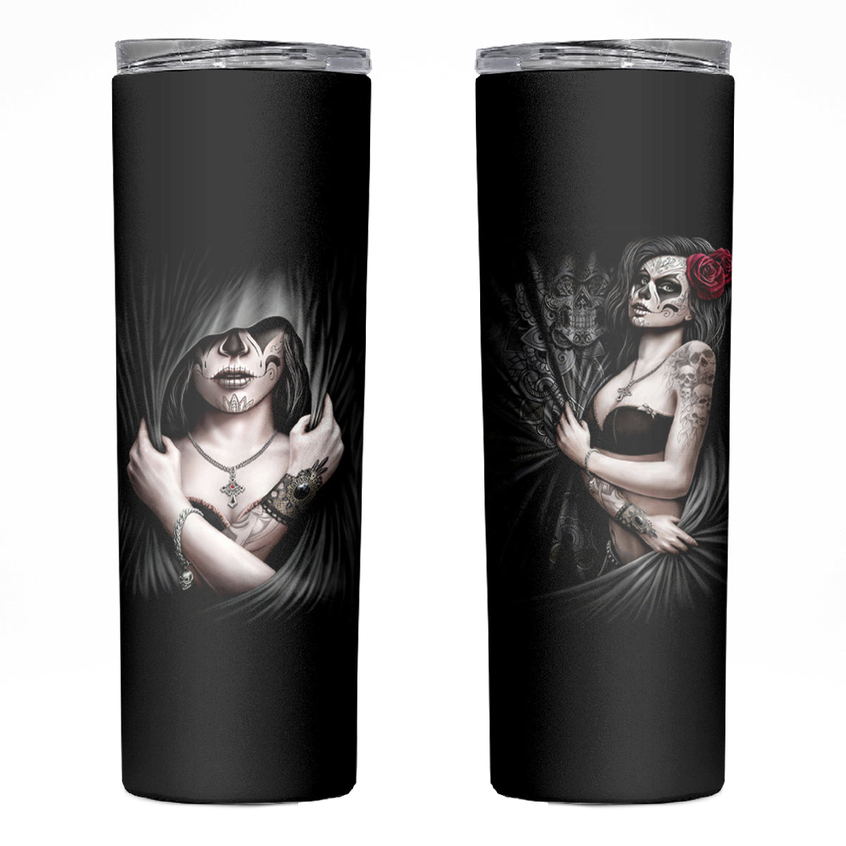 Skull Skinny Tumbler Girl Day Of The Dead - Wonder Print Shop