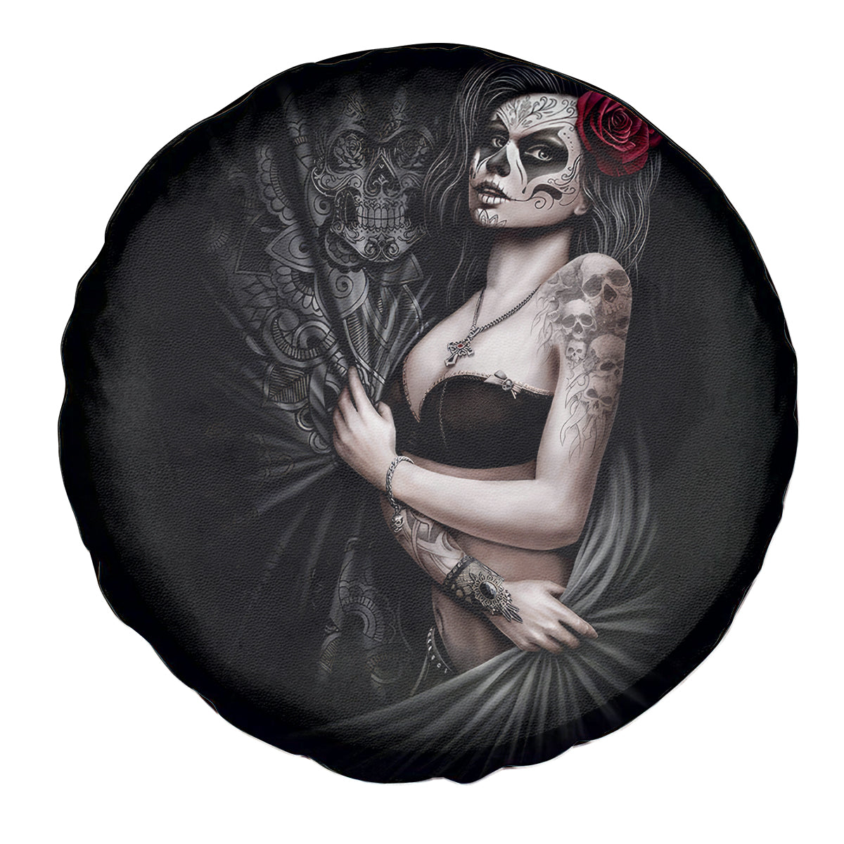 Skull Spare Tire Cover Girl Day Of The Dead - Wonder Print Shop