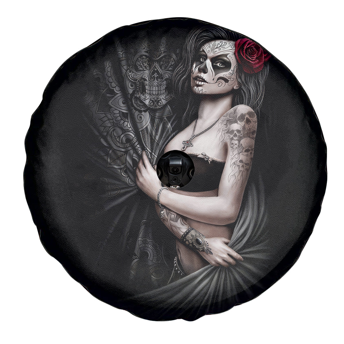 Skull Spare Tire Cover Girl Day Of The Dead - Wonder Print Shop