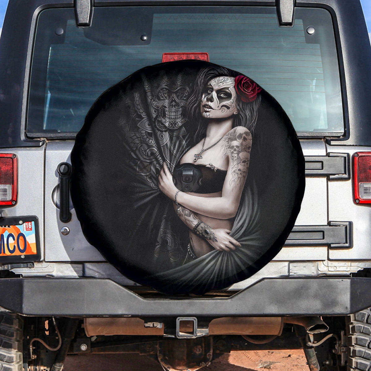 Skull Spare Tire Cover Girl Day Of The Dead - Wonder Print Shop