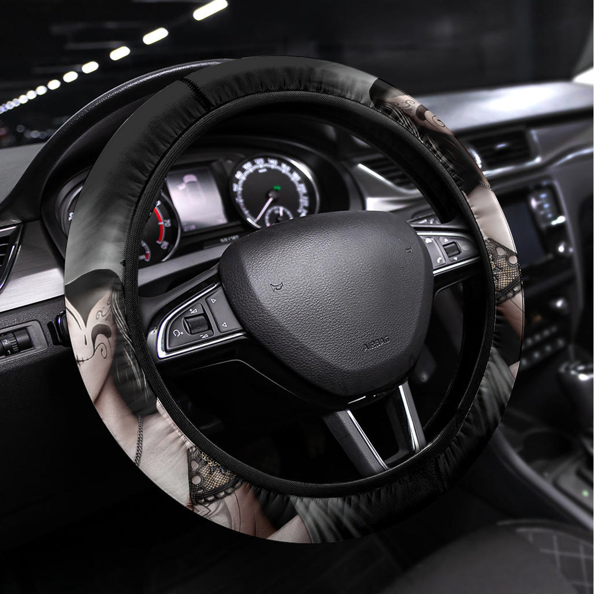Skull Steering Wheel Cover Girl Day Of The Dead - Wonder Print Shop