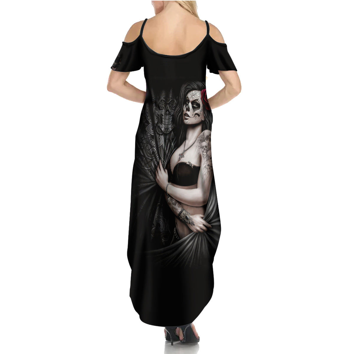 Skull Summer Maxi Dress Girl Day Of The Dead - Wonder Print Shop