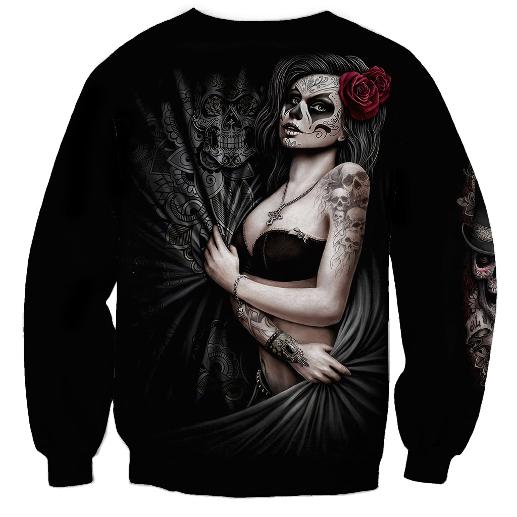 Skull Sweatshirt Girl Day Of The Dead - Wonder Print Shop