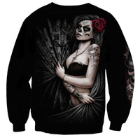 Skull Sweatshirt Girl Day Of The Dead - Wonder Print Shop