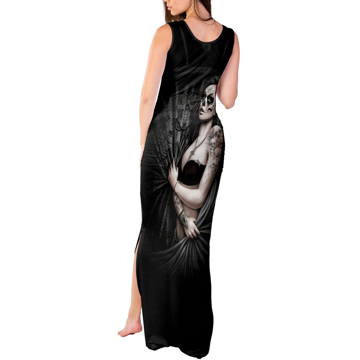 Skull Tank Maxi Dress Girl Day Of The Dead - Wonder Print Shop