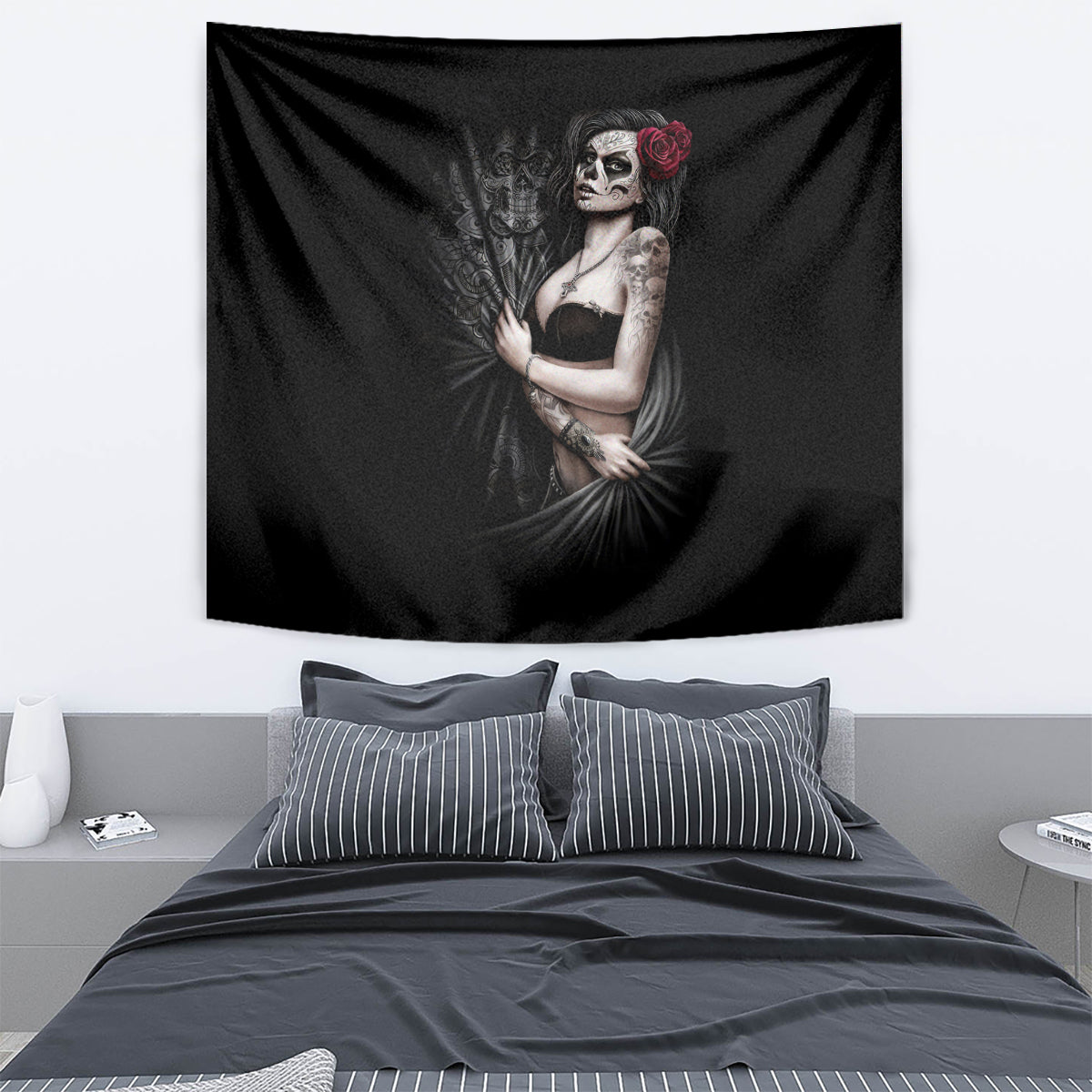 Skull Tapestry Girl Day Of The Dead - Wonder Print Shop