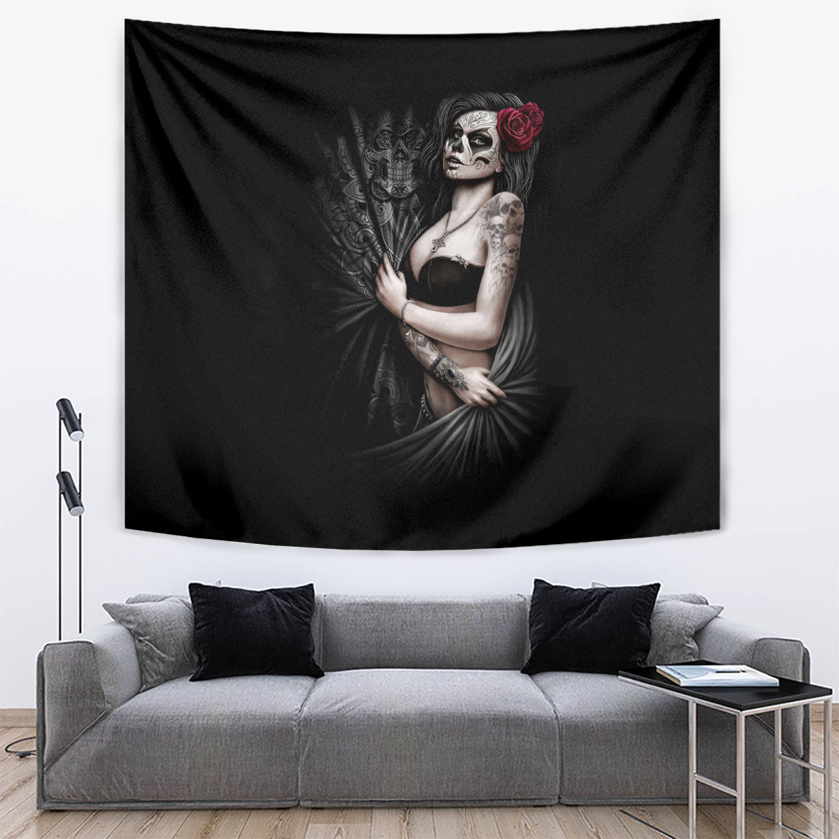 Skull Tapestry Girl Day Of The Dead - Wonder Print Shop