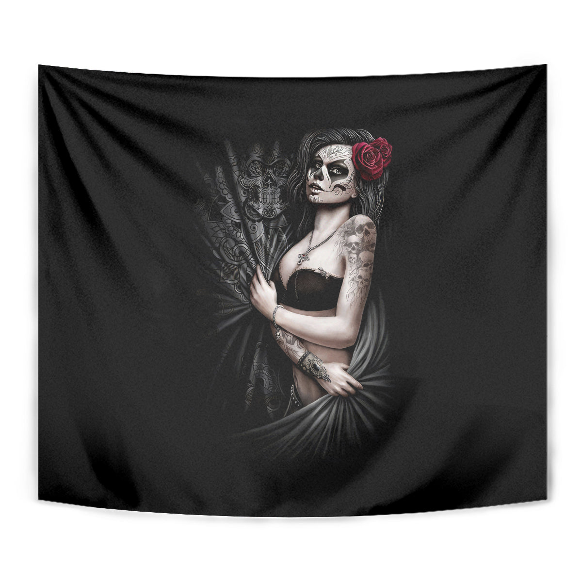 Skull Tapestry Girl Day Of The Dead - Wonder Print Shop
