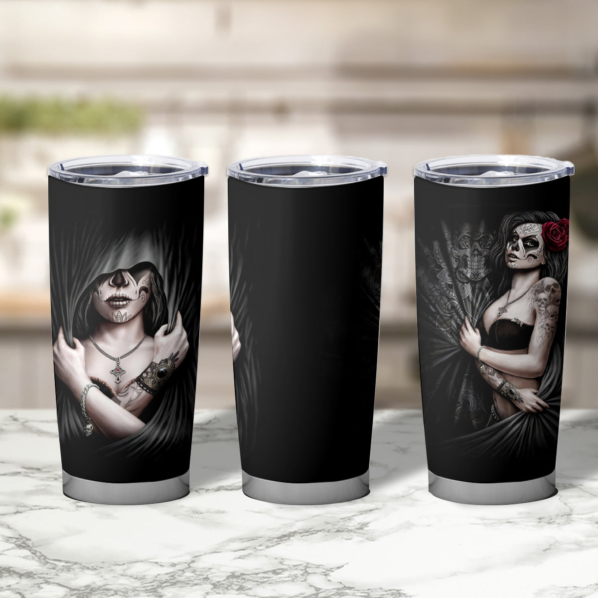 Skull Tumbler Cup Girl Day Of The Dead - Wonder Print Shop