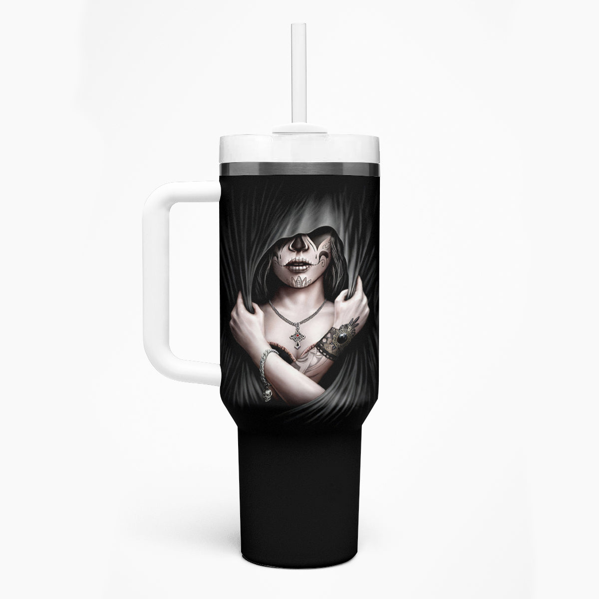 Skull Tumbler With Handle Girl Day Of The Dead - Wonder Print Shop