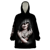 Skull Wearable Blanket Hoodie Girl Day Of The Dead - Wonder Print Shop