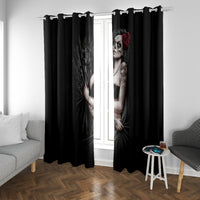 Skull Window Curtain Girl Day Of The Dead - Wonder Print Shop