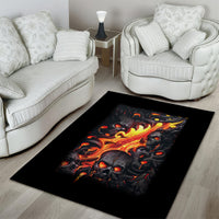 Skull Area Rug Flame Skull Lava Inside - Wonder Print Shop