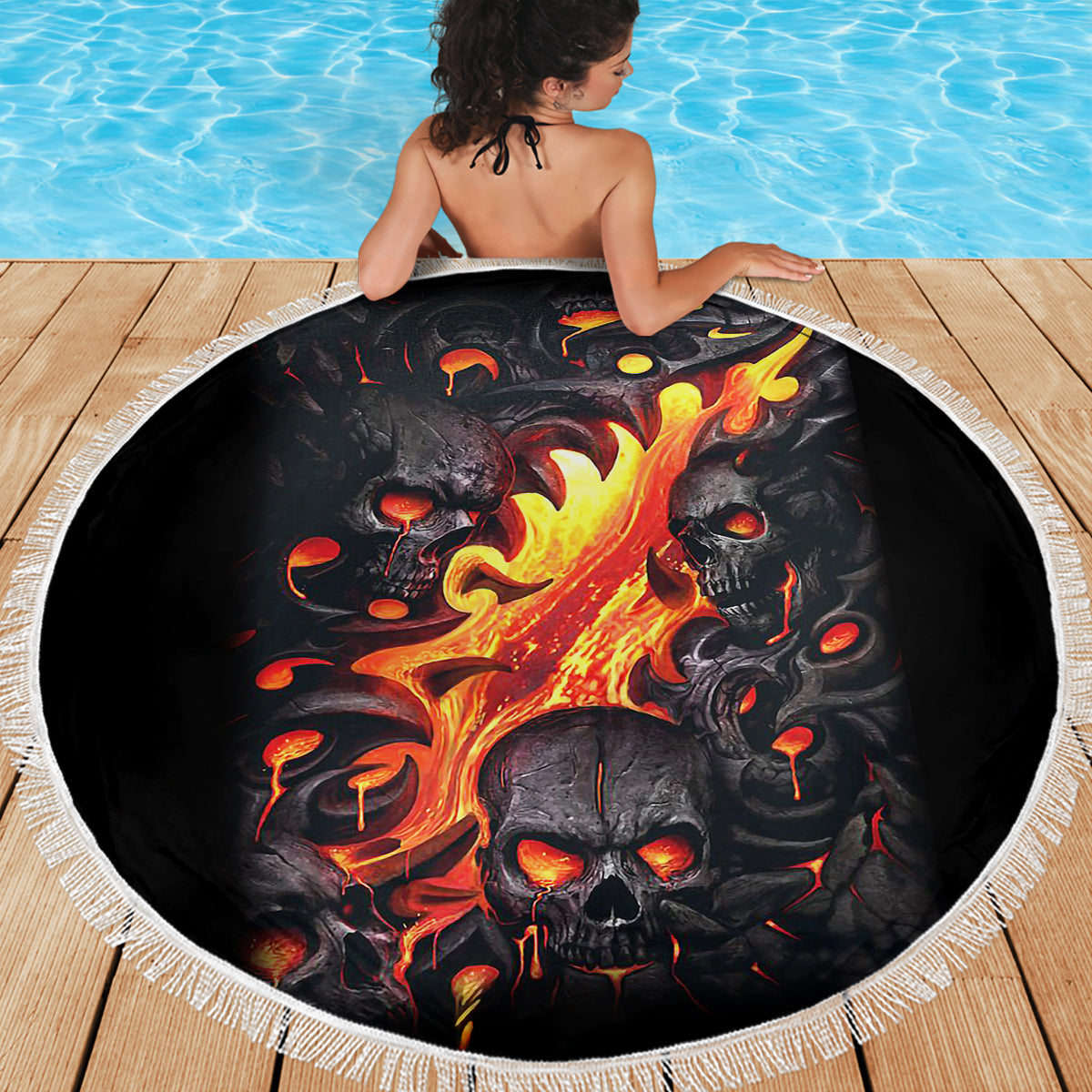 Skull Beach Blanket Flame Skull Lava Inside - Wonder Print Shop