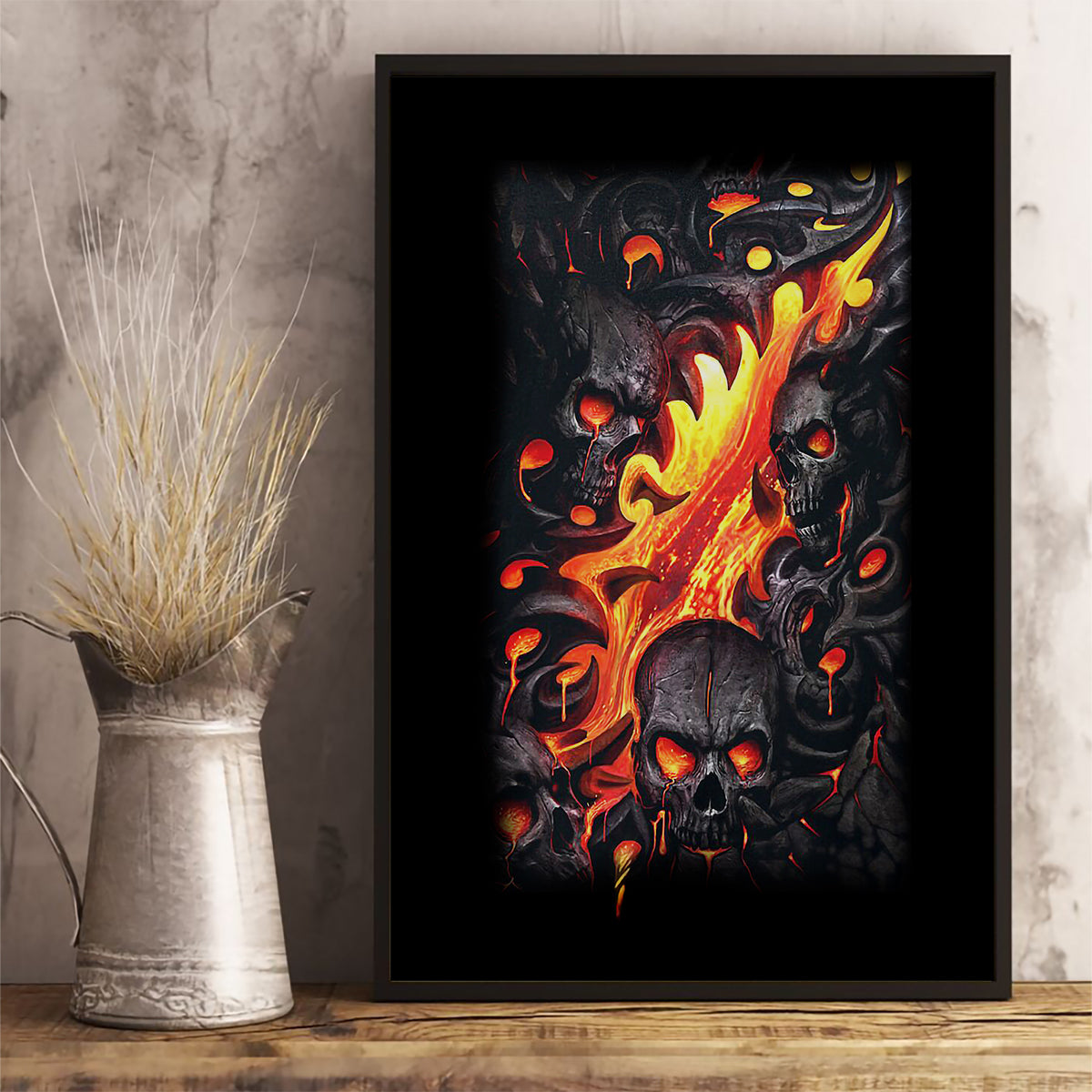 Skull Canvas Wall Art Flame Skull Lava Inside - Wonder Print Shop