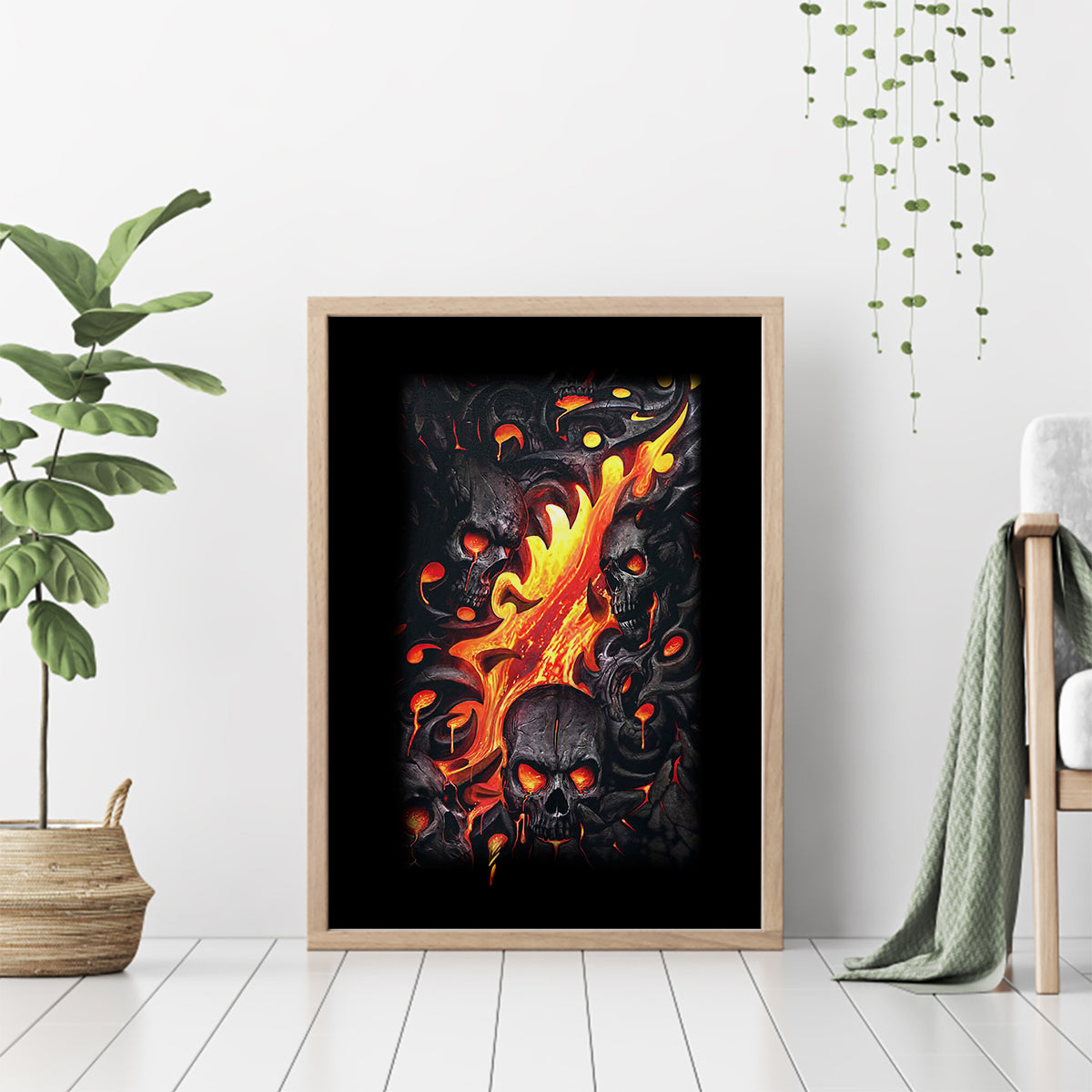 Skull Canvas Wall Art Flame Skull Lava Inside - Wonder Print Shop