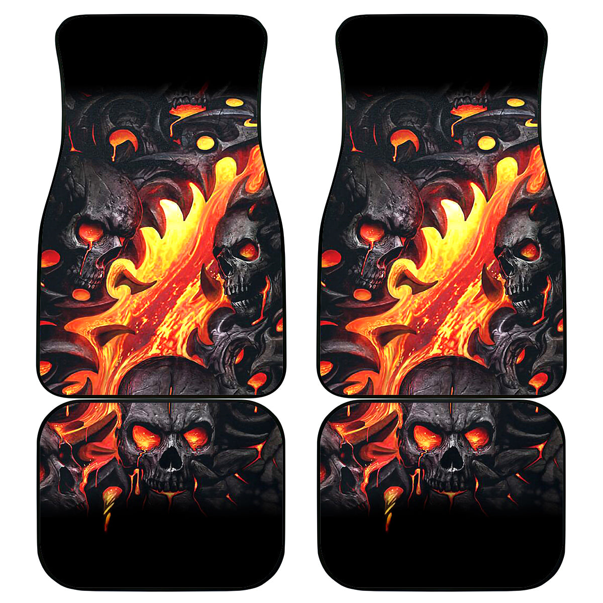Skull Car Mats Flame Skull Lava Inside - Wonder Print Shop