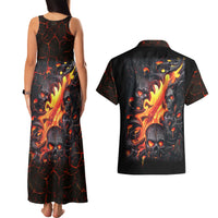 Skull Couples Matching Tank Maxi Dress And Hawaiian Shirt Flame Skull Lava Inside - Wonder Print Shop