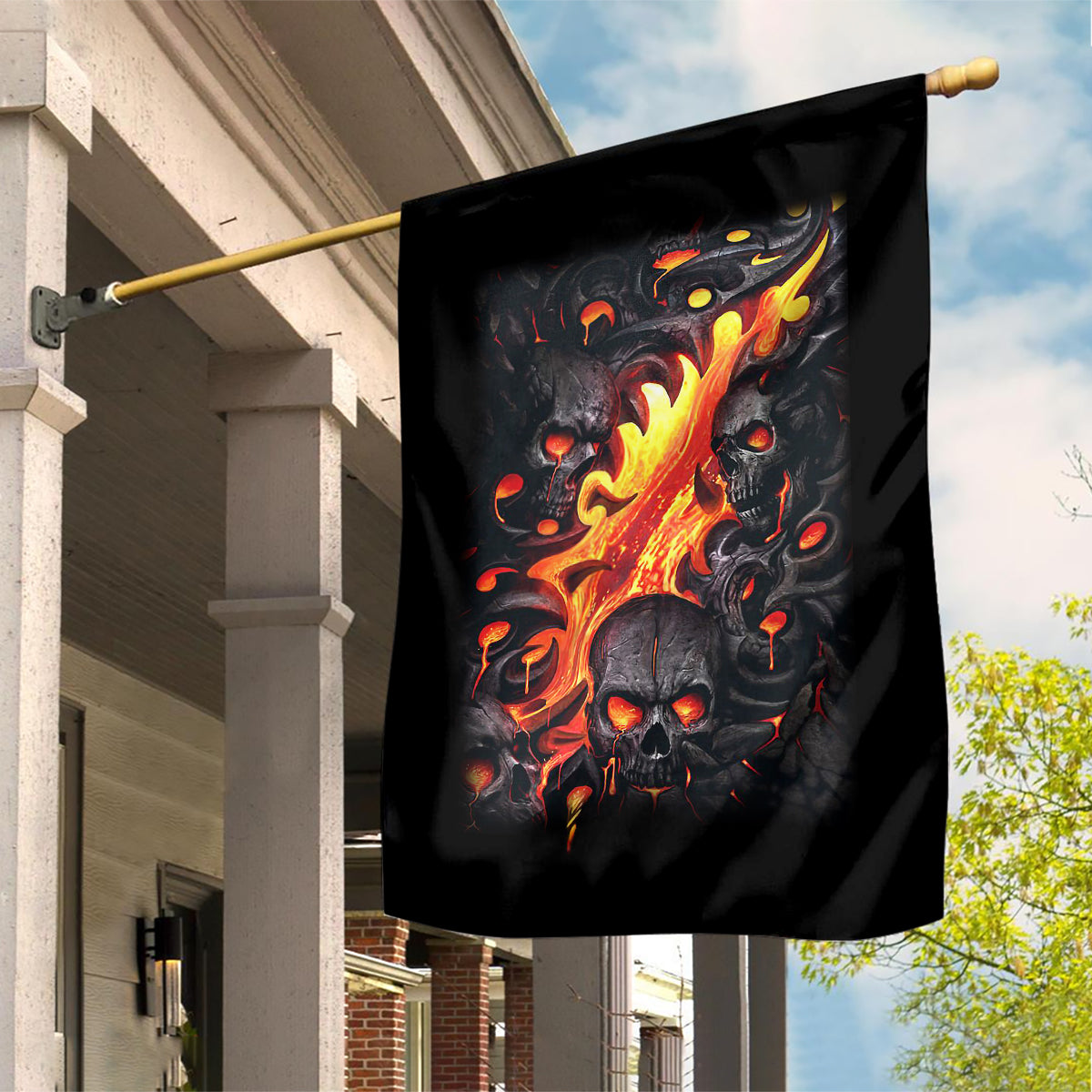 Skull Garden Flag Flame Skull Lava Inside - Wonder Print Shop